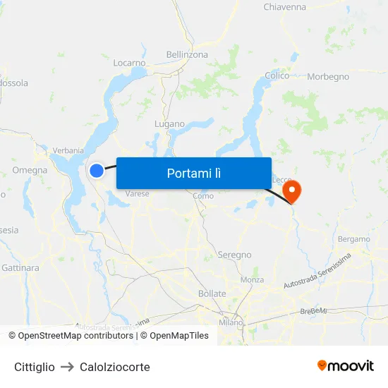 Cittiglio to Calolziocorte map