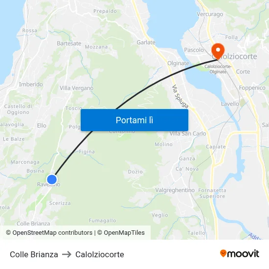Colle Brianza to Calolziocorte map