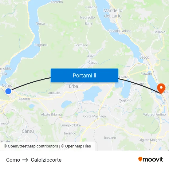 Como to Calolziocorte map