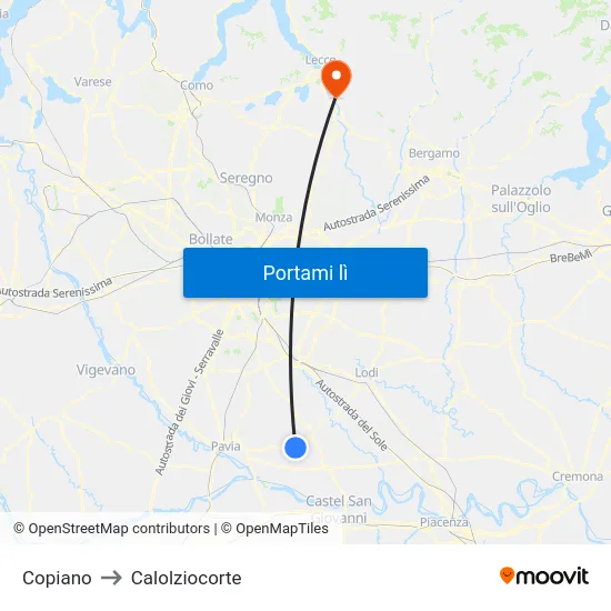 Copiano to Calolziocorte map