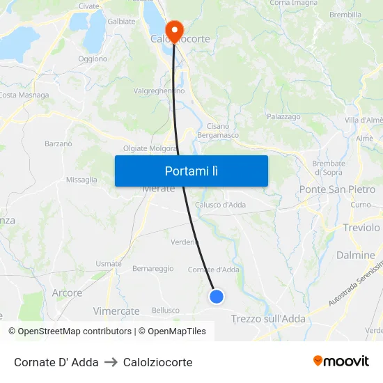 Cornate D' Adda to Calolziocorte map