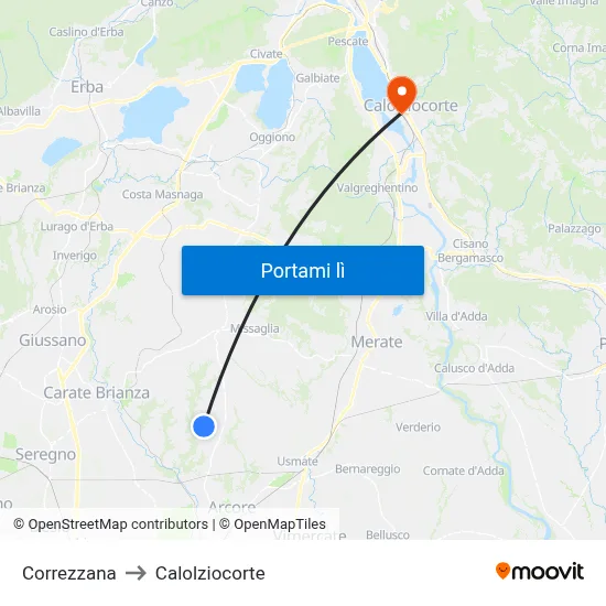 Correzzana to Calolziocorte map