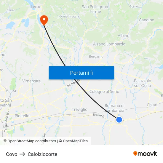 Covo to Calolziocorte map