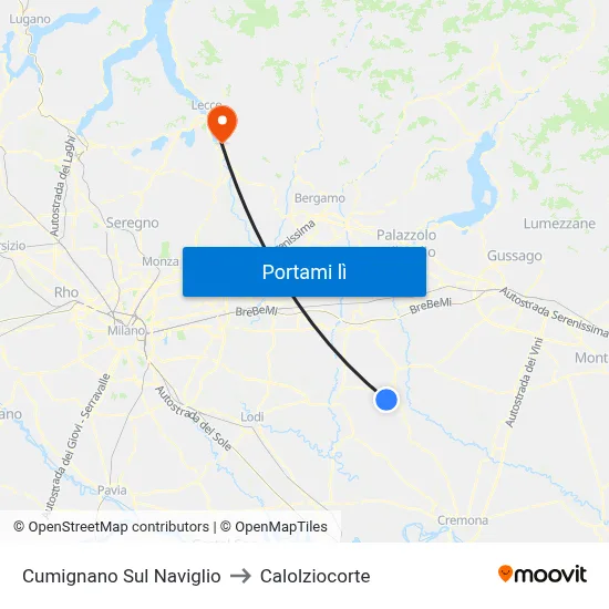 Cumignano Sul Naviglio to Calolziocorte map