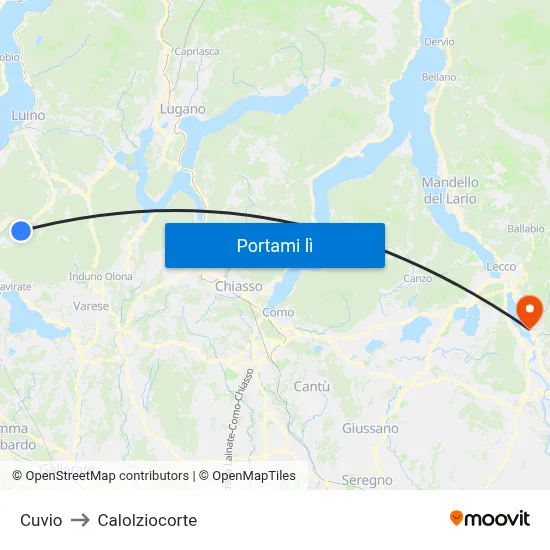 Cuvio to Calolziocorte map