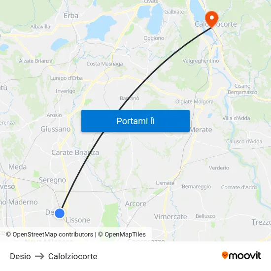 Desio to Calolziocorte map