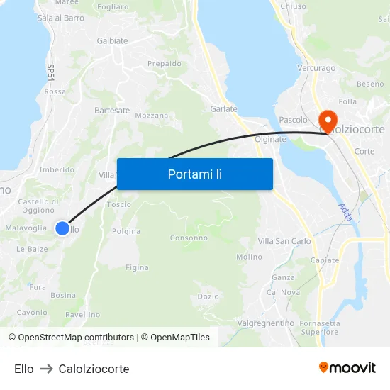 Ello to Calolziocorte map