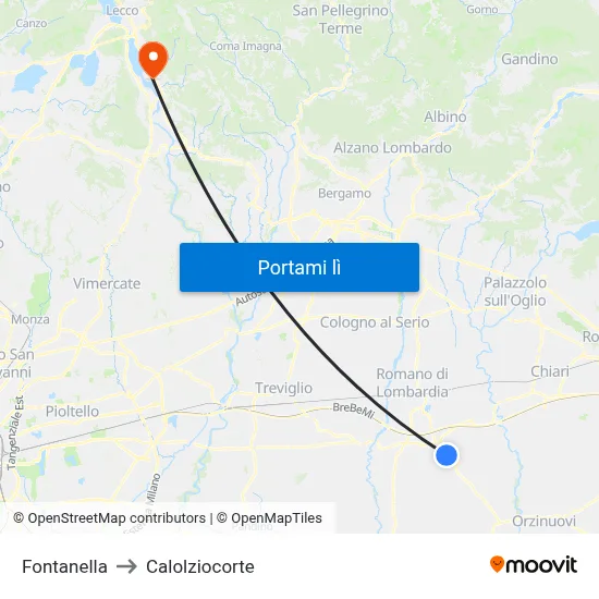 Fontanella to Calolziocorte map