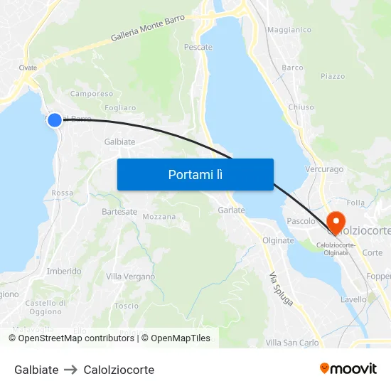 Galbiate to Calolziocorte map