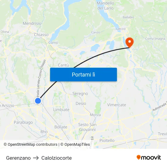 Gerenzano to Calolziocorte map