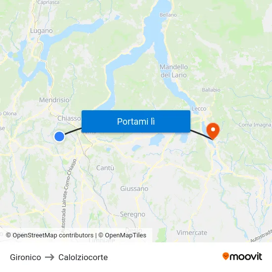 Gironico to Calolziocorte map