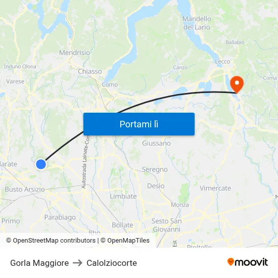 Gorla Maggiore to Calolziocorte map