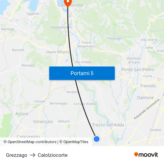 Grezzago to Calolziocorte map