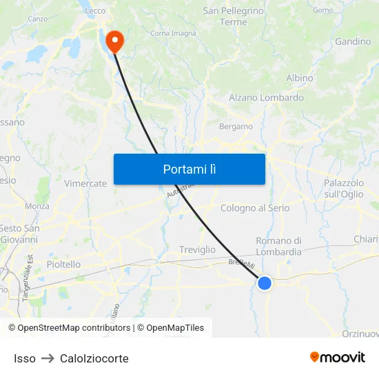Isso to Calolziocorte map