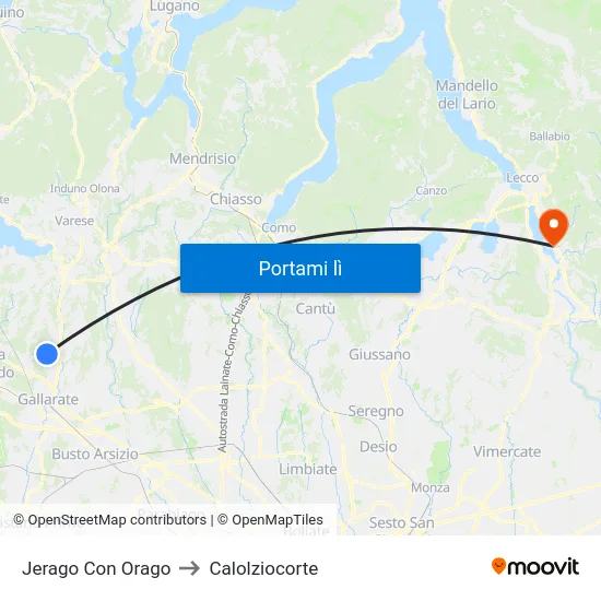 Jerago Con Orago to Calolziocorte map