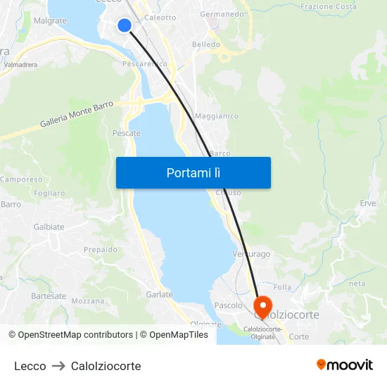 Lecco to Calolziocorte map