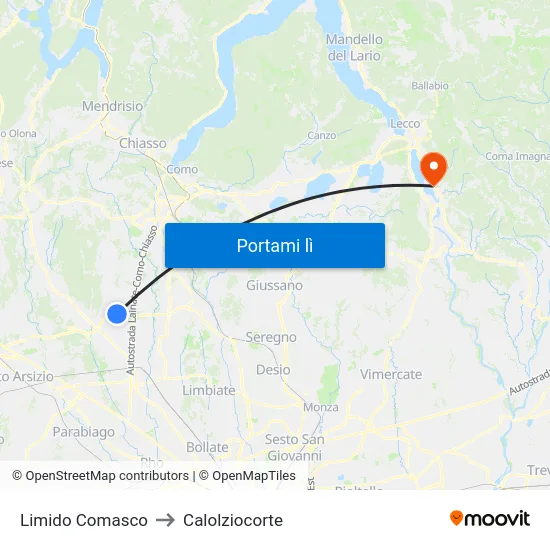 Limido Comasco to Calolziocorte map