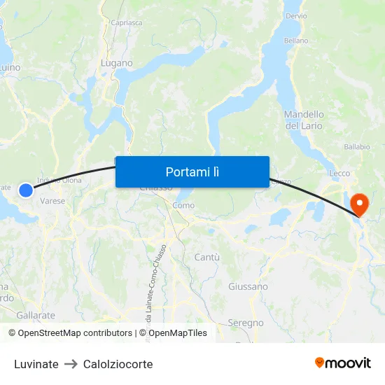 Luvinate to Calolziocorte map