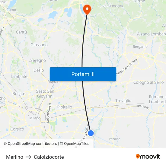 Merlino to Calolziocorte map