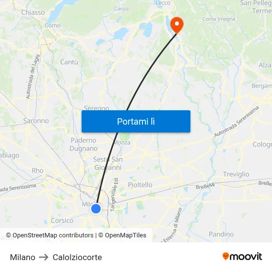 Milano to Calolziocorte map
