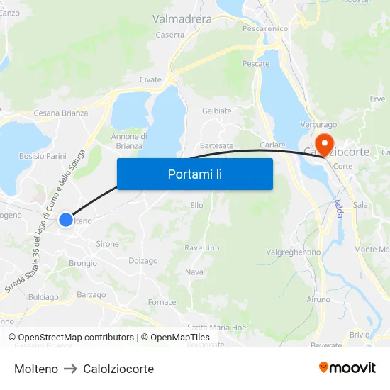 Molteno to Calolziocorte map