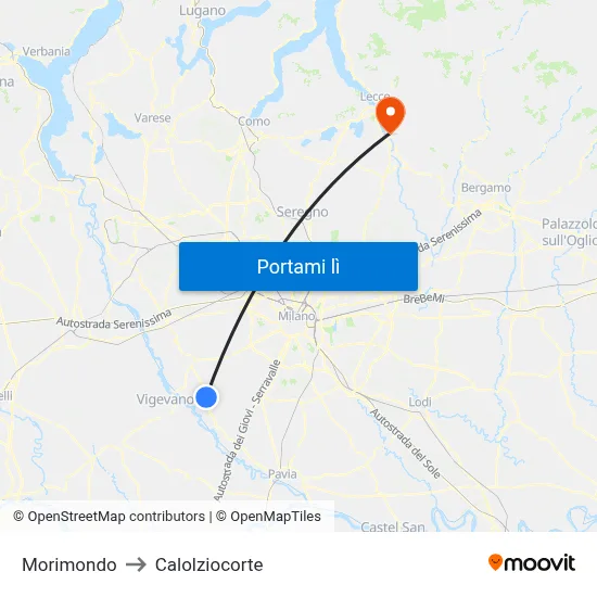 Morimondo to Calolziocorte map