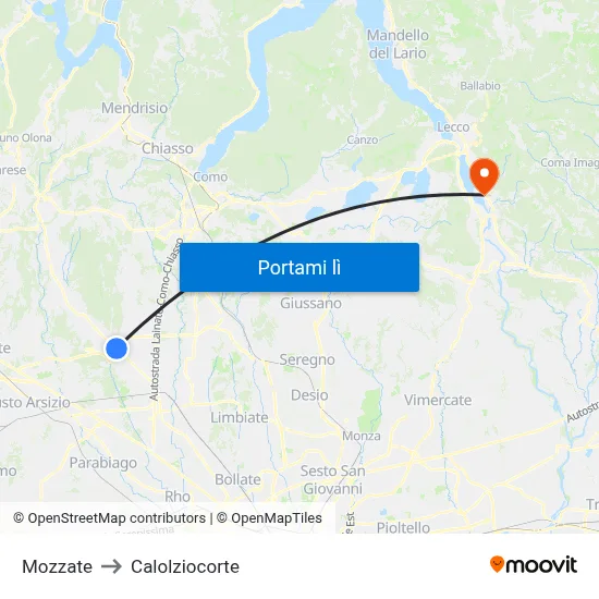 Mozzate to Calolziocorte map