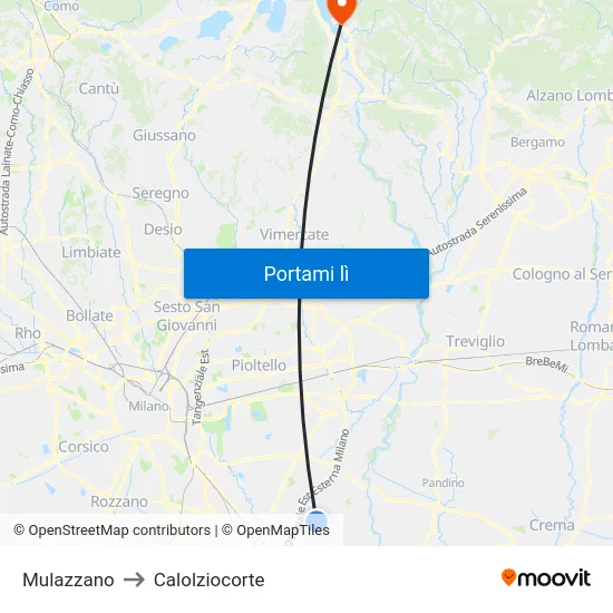 Mulazzano to Calolziocorte map