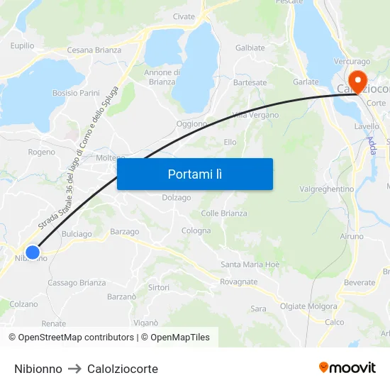 Nibionno to Calolziocorte map