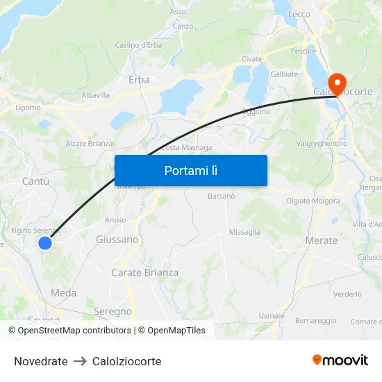 Novedrate to Calolziocorte map