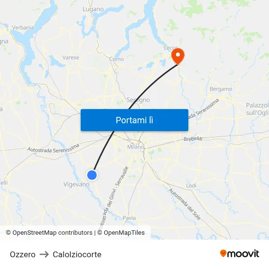 Ozzero to Calolziocorte map