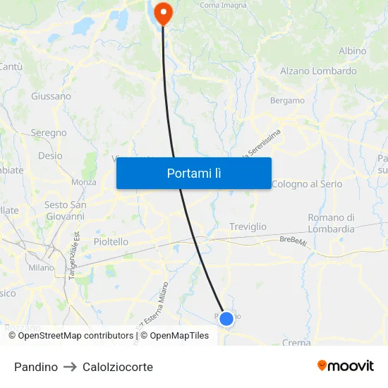 Pandino to Calolziocorte map