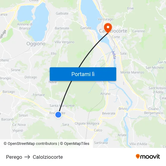Perego to Calolziocorte map