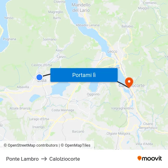 Ponte Lambro to Calolziocorte map
