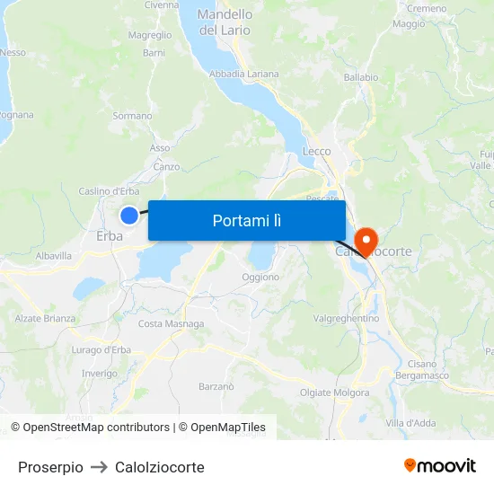 Proserpio to Calolziocorte map