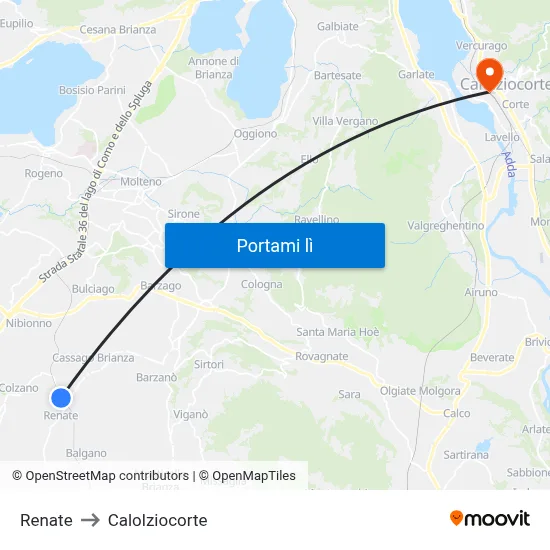 Renate to Calolziocorte map