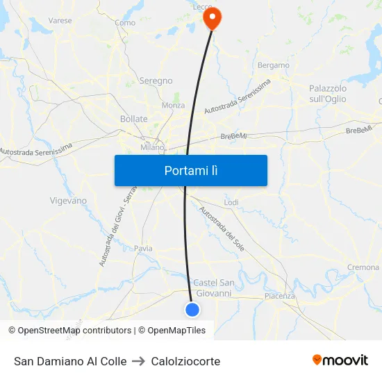 San Damiano Al Colle to Calolziocorte map