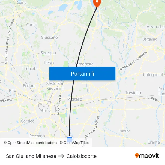 San Giuliano Milanese to Calolziocorte map