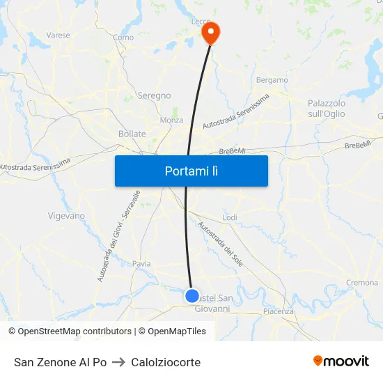 San Zenone Al Po to Calolziocorte map