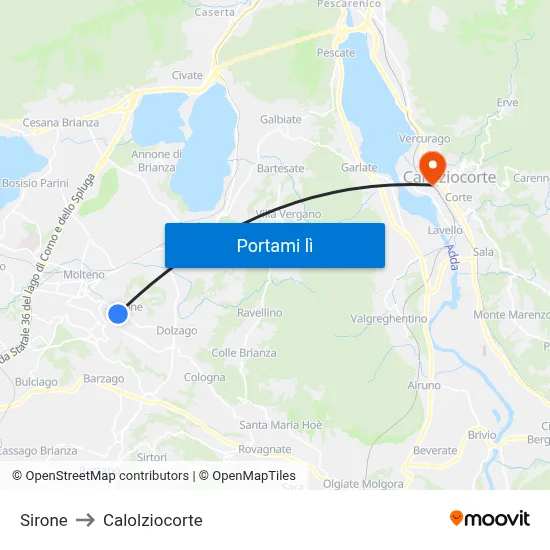 Sirone to Calolziocorte map