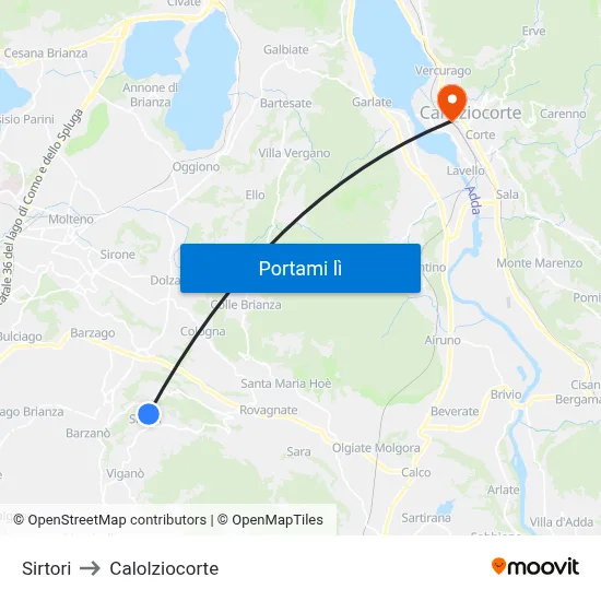 Sirtori to Calolziocorte map