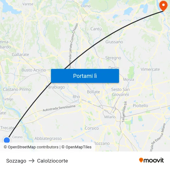 Sozzago to Calolziocorte map