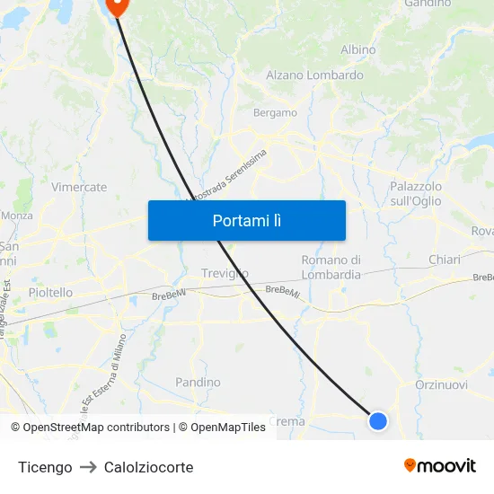 Ticengo to Calolziocorte map