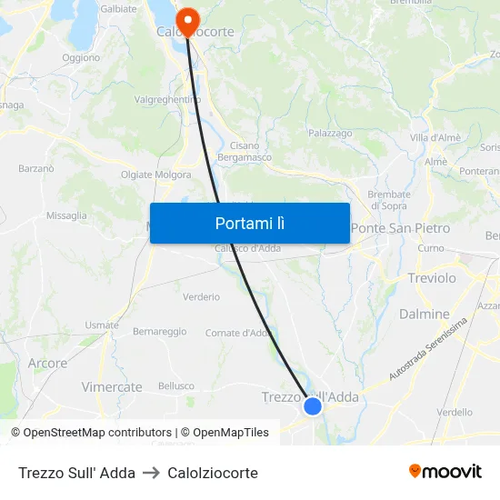 Trezzo Sull' Adda to Calolziocorte map
