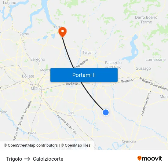 Trigolo to Calolziocorte map