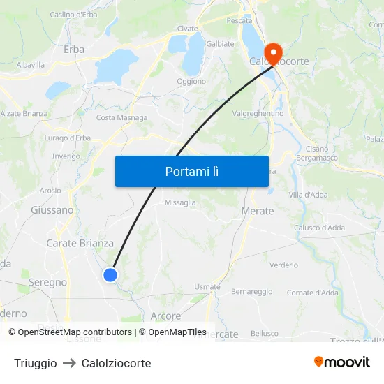 Triuggio to Calolziocorte map