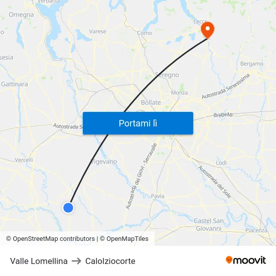 Valle Lomellina to Calolziocorte map