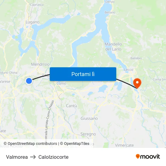 Valmorea to Calolziocorte map