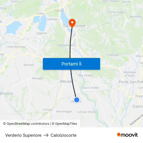 Verderio Superiore to Calolziocorte map