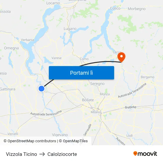 Vizzola Ticino to Calolziocorte map